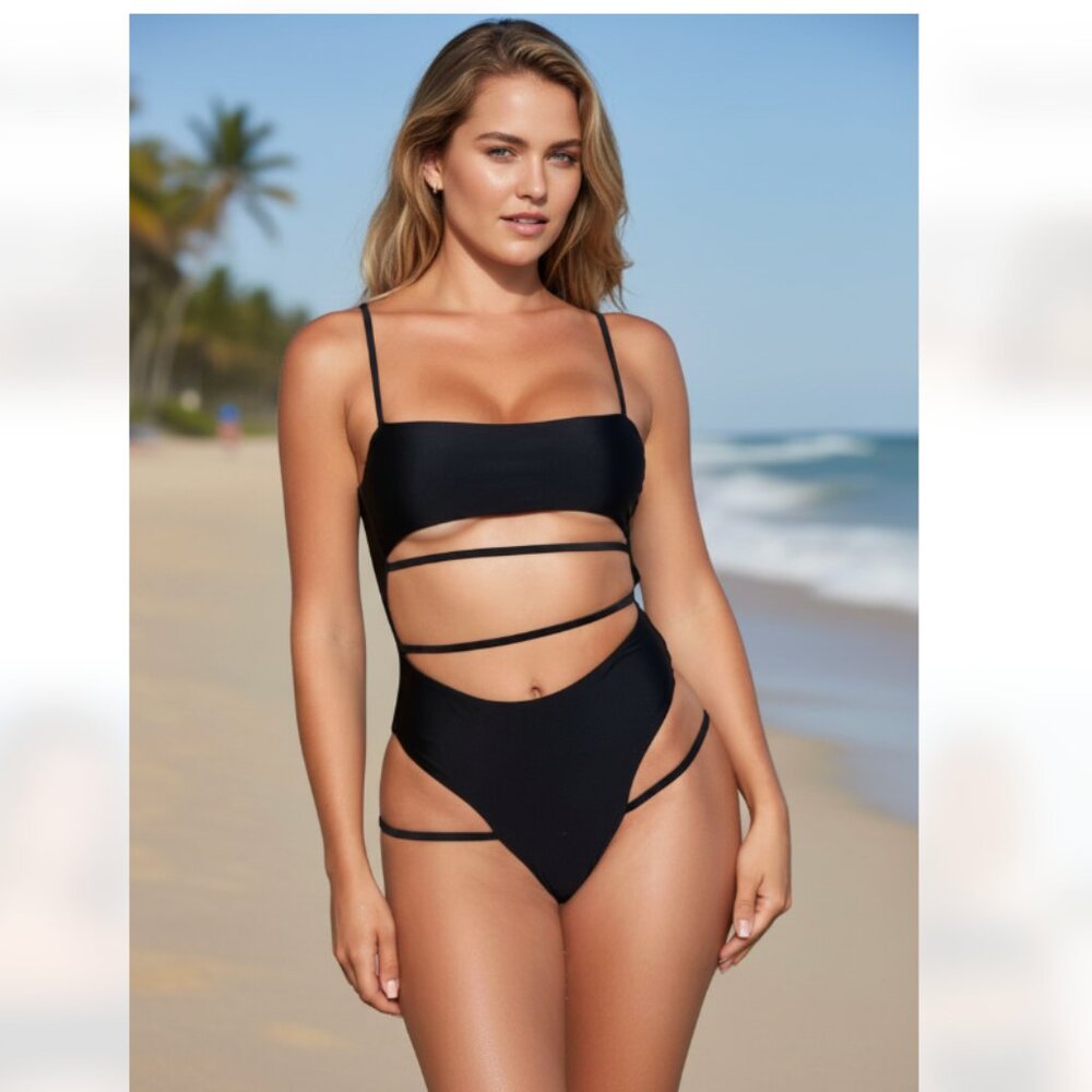 NWT Be Wicked 2126 Venetia Swimsuit Black SZ-Medium Cut Out